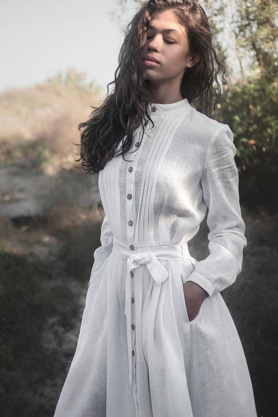 robe chemise longue blanche