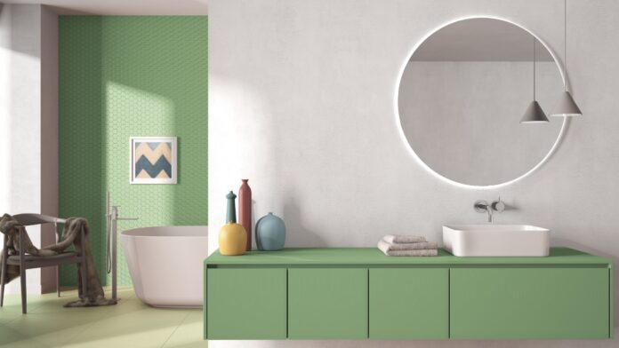 salle de bain pastel vert